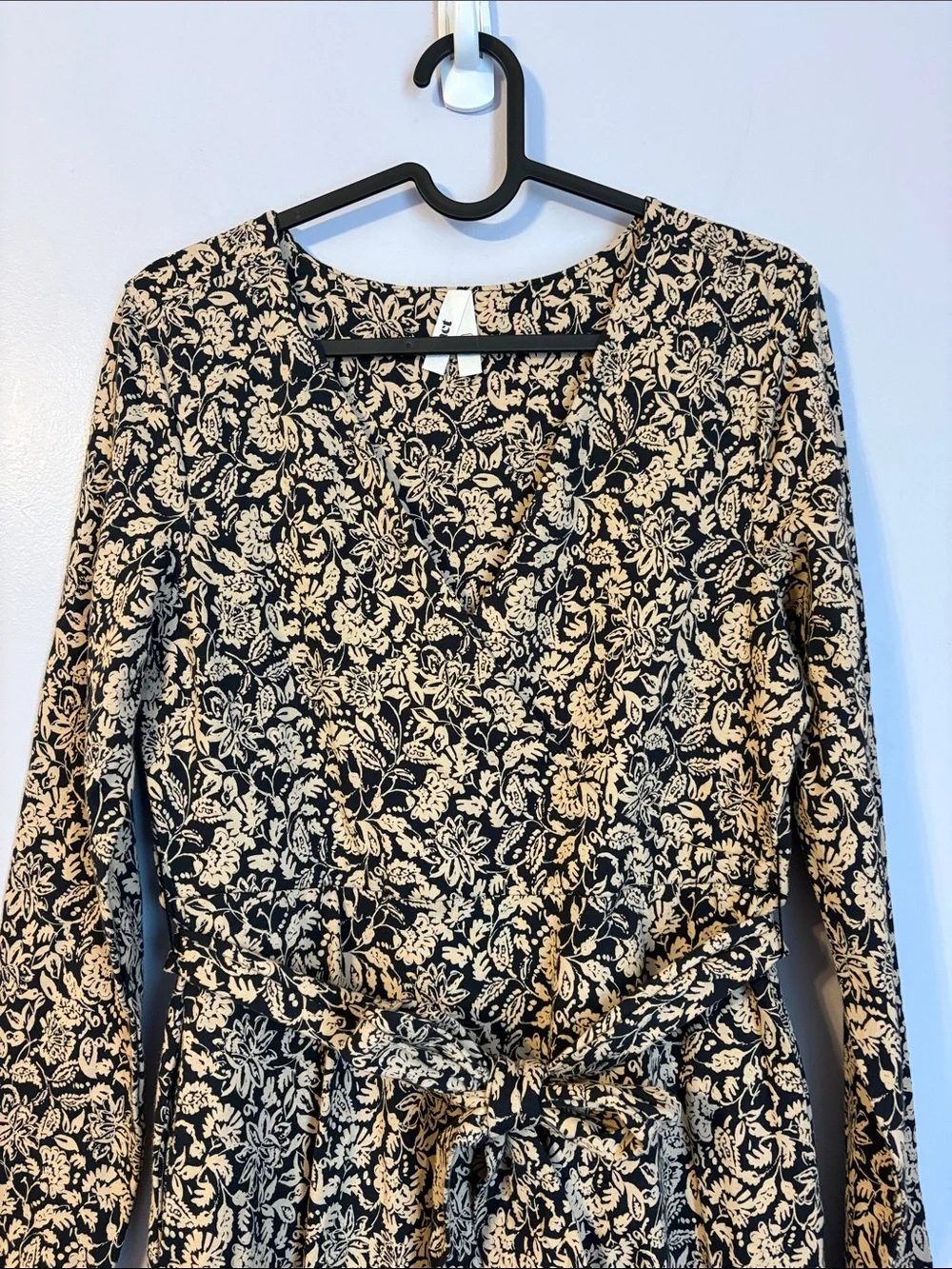 Pact Paisley Blossoms Black Fit & Flare Organic Cotton Dress size M